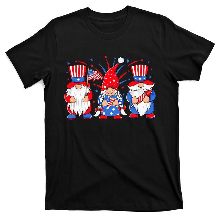 4th of July Gnomes Patriotic American Flag Cute Three Gnomes T-Shirt