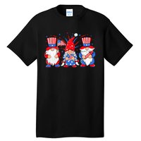 4th of July Gnomes Patriotic American Flag Cute Three Gnomes Tall T-Shirt