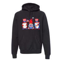 4th of July Gnomes Patriotic American Flag Cute Three Gnomes Premium Hoodie