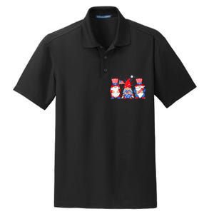 4th of July Gnomes Patriotic American Flag Cute Three Gnomes Dry Zone Grid Polo