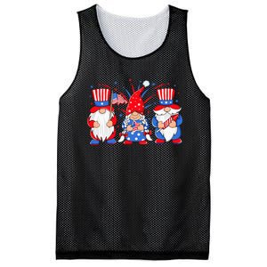 4th of July Gnomes Patriotic American Flag Cute Three Gnomes Mesh Reversible Basketball Jersey Tank