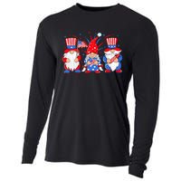 4th of July Gnomes Patriotic American Flag Cute Three Gnomes Cooling Performance Long Sleeve Crew