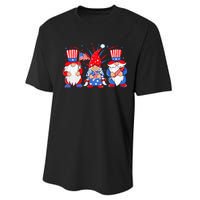 4th of July Gnomes Patriotic American Flag Cute Three Gnomes Performance Sprint T-Shirt