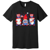 4th of July Gnomes Patriotic American Flag Cute Three Gnomes Premium T-Shirt