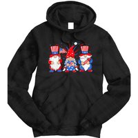 4th of July Gnomes Patriotic American Flag Cute Three Gnomes Tie Dye Hoodie