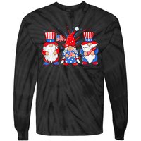 4th of July Gnomes Patriotic American Flag Cute Three Gnomes Tie-Dye Long Sleeve Shirt