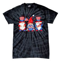 4th of July Gnomes Patriotic American Flag Cute Three Gnomes Tie-Dye T-Shirt