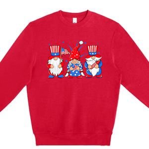 4th of July Gnomes Patriotic American Flag Cute Three Gnomes Premium Crewneck Sweatshirt