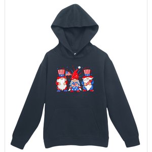 4th of July Gnomes Patriotic American Flag Cute Three Gnomes Urban Pullover Hoodie