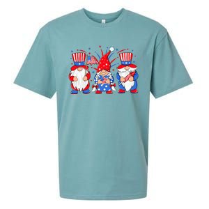 4th of July Gnomes Patriotic American Flag Cute Three Gnomes Sueded Cloud Jersey T-Shirt