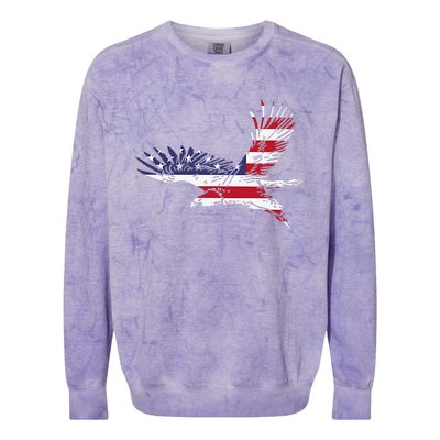 4th Of July Bald Eagle Us Flag Pocket America Colorblast Crewneck Sweatshirt