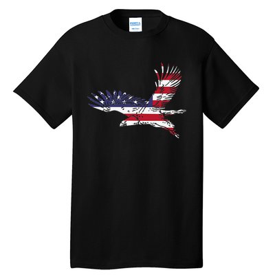 4th Of July Bald Eagle Us Flag Pocket America Tall T-Shirt