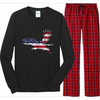 4th Of July Bald Eagle Us Flag Pocket America Long Sleeve Pajama Set