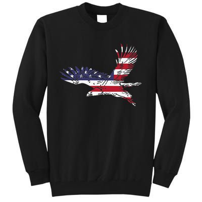 4th Of July Bald Eagle Us Flag Pocket America Tall Sweatshirt