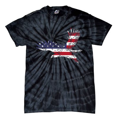 4th Of July Bald Eagle Us Flag Pocket America Tie-Dye T-Shirt