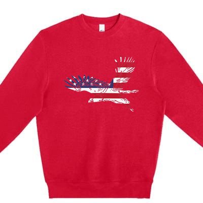 4th Of July Bald Eagle Us Flag Pocket America Premium Crewneck Sweatshirt