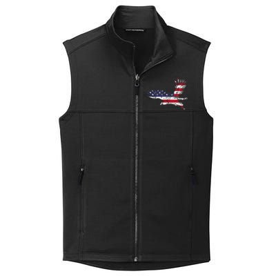 4th Of July Bald Eagle Us Flag Pocket America Collective Smooth Fleece Vest