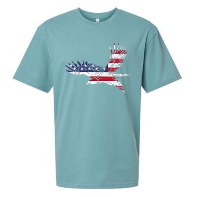 4th Of July Bald Eagle Us Flag Pocket America Sueded Cloud Jersey T-Shirt