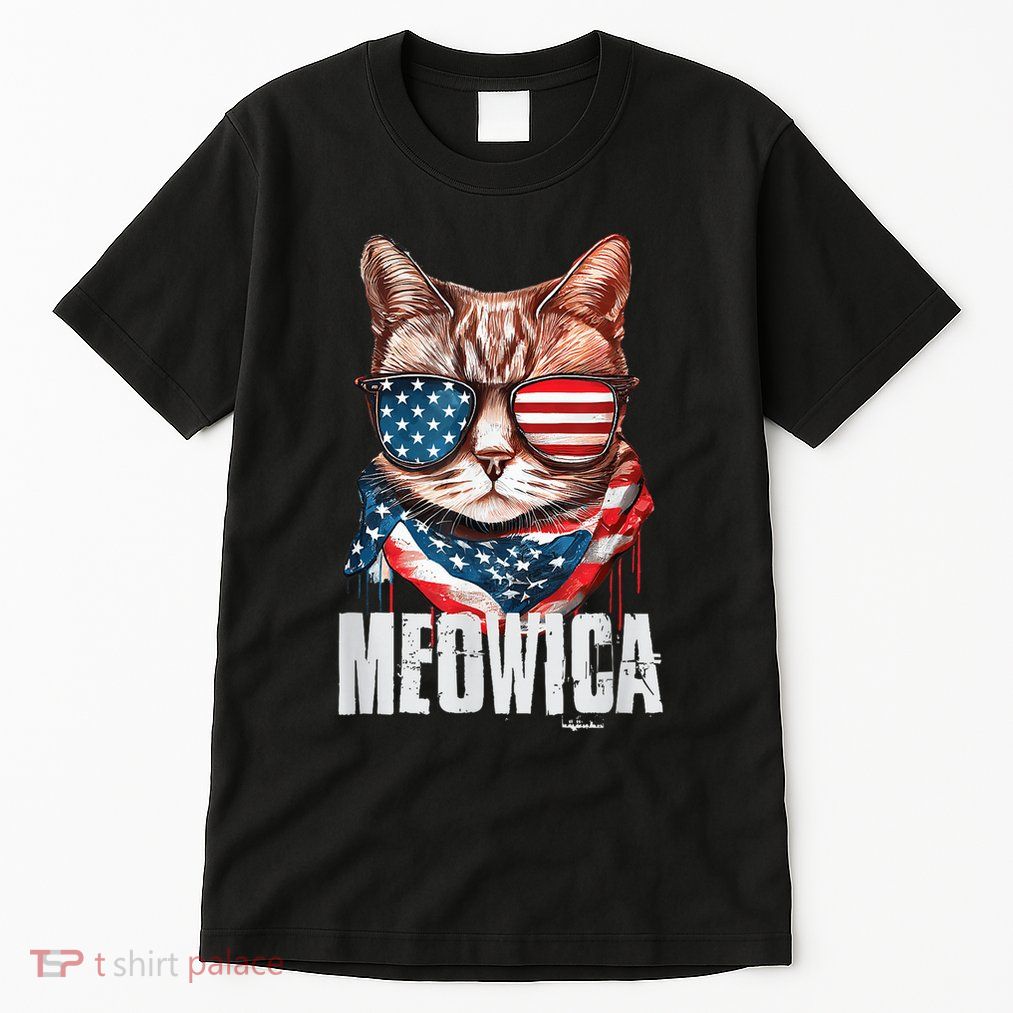 4th of July Shirt Meowica American Flag Cat Tall T-Shirt