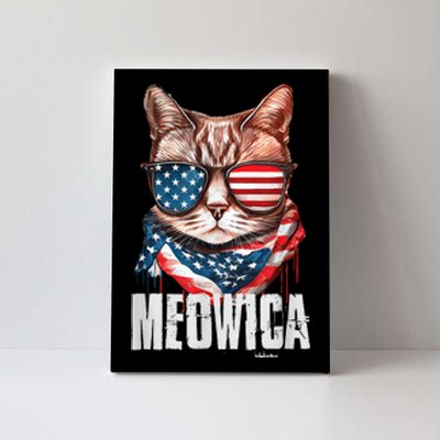 4th of July Shirt Meowica American Flag Cat Canvas