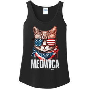 4th of July Shirt Meowica American Flag Cat Ladies Essential Tank