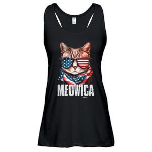 4th of July Shirt Meowica American Flag Cat Ladies Essential Flowy Tank