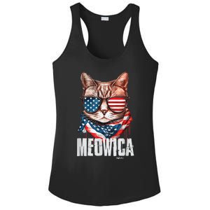 4th of July Shirt Meowica American Flag Cat Ladies PosiCharge Competitor Racerback Tank