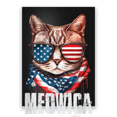 4th of July Shirt Meowica American Flag Cat Poster