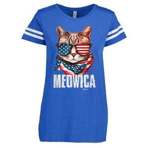 4th of July Shirt Meowica American Flag Cat Enza Ladies Jersey Football T-Shirt