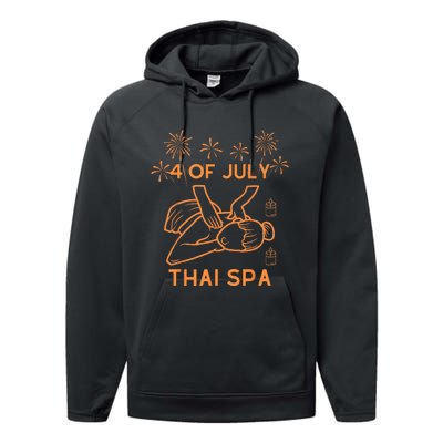 4 Of July Celebrate Thai Spa Performance Fleece Hoodie