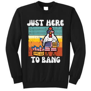 4th Of July Chicken Fireworks Here To Bang Retro America Men Sweatshirt