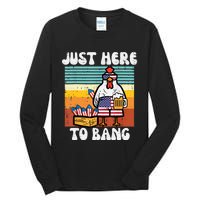 4th Of July Chicken Fireworks Here To Bang Retro America Men Tall Long Sleeve T-Shirt