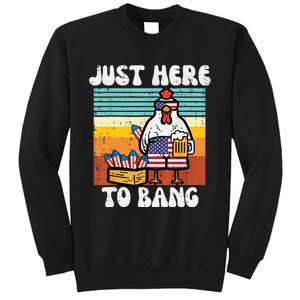 4th Of July Chicken Fireworks Here To Bang Retro America Men Tall Sweatshirt