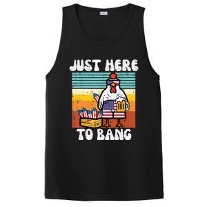 4th Of July Chicken Fireworks Here To Bang Retro America Men PosiCharge Competitor Tank