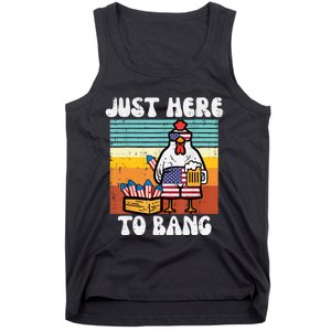 4th Of July Chicken Fireworks Here To Bang Retro America Men Tank Top