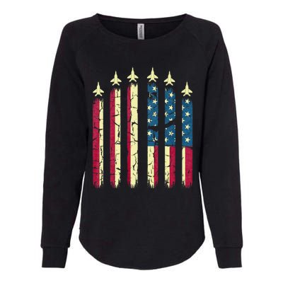 4th Of July Jet Fighter American Flag Patriotic Hero Flying Womens California Wash Sweatshirt