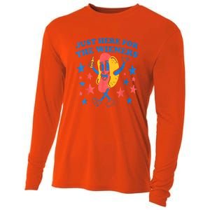 4th Of July Retro Just Here For The Wieners Funny Hot Dog Gift Cooling Performance Long Sleeve Crew