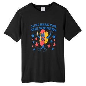 4th Of July Retro Just Here For The Wieners Funny Hot Dog Gift Tall Fusion ChromaSoft Performance T-Shirt