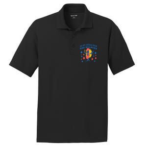 4th Of July Retro Just Here For The Wieners Funny Hot Dog Gift PosiCharge RacerMesh Polo