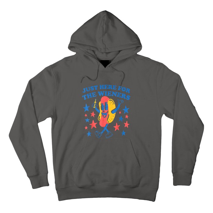 4th Of July Retro Just Here For The Wieners Funny Hot Dog Gift Hoodie