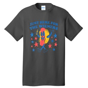 4th Of July Retro Just Here For The Wieners Funny Hot Dog Gift Tall T-Shirt