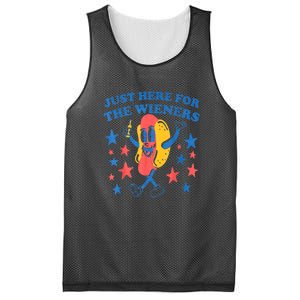 4th Of July Retro Just Here For The Wieners Funny Hot Dog Gift Mesh Reversible Basketball Jersey Tank