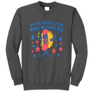 4th Of July Retro Just Here For The Wieners Funny Hot Dog Gift Tall Sweatshirt