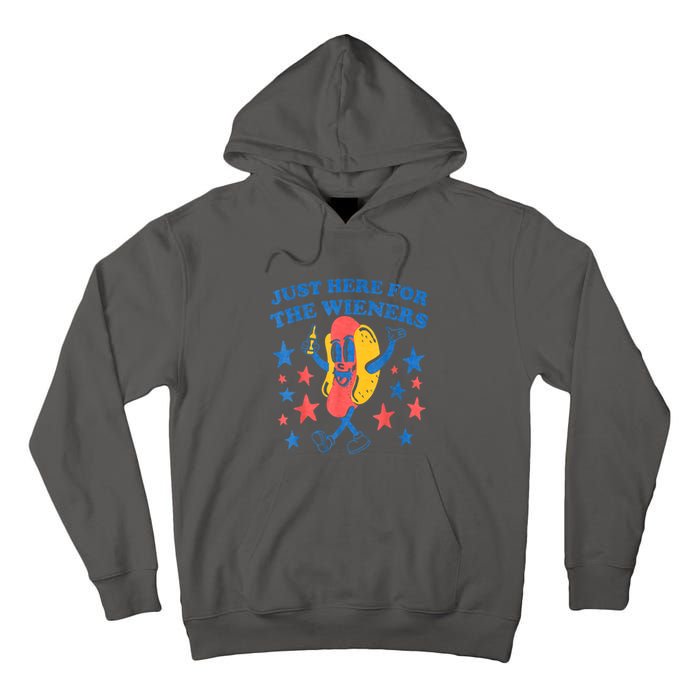 4th Of July Retro Just Here For The Wieners Funny Hot Dog Gift Tall Hoodie