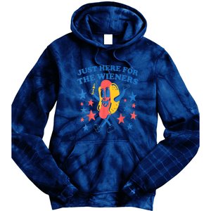 4th Of July Retro Just Here For The Wieners Funny Hot Dog Gift Tie Dye Hoodie