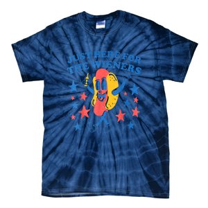 4th Of July Retro Just Here For The Wieners Funny Hot Dog Gift Tie-Dye T-Shirt