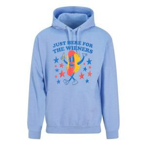 4th Of July Retro Just Here For The Wieners Funny Hot Dog Gift Unisex Surf Hoodie