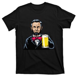 4th of July Abe Lincoln Drinking Beer Funny BZR T-Shirt