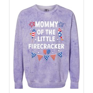 4th of July Birthday Mom Mommy Of The Little Firecracker Colorblast Crewneck Sweatshirt