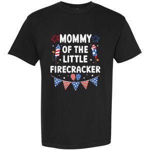 4th of July Birthday Mom Mommy Of The Little Firecracker Garment-Dyed Heavyweight T-Shirt